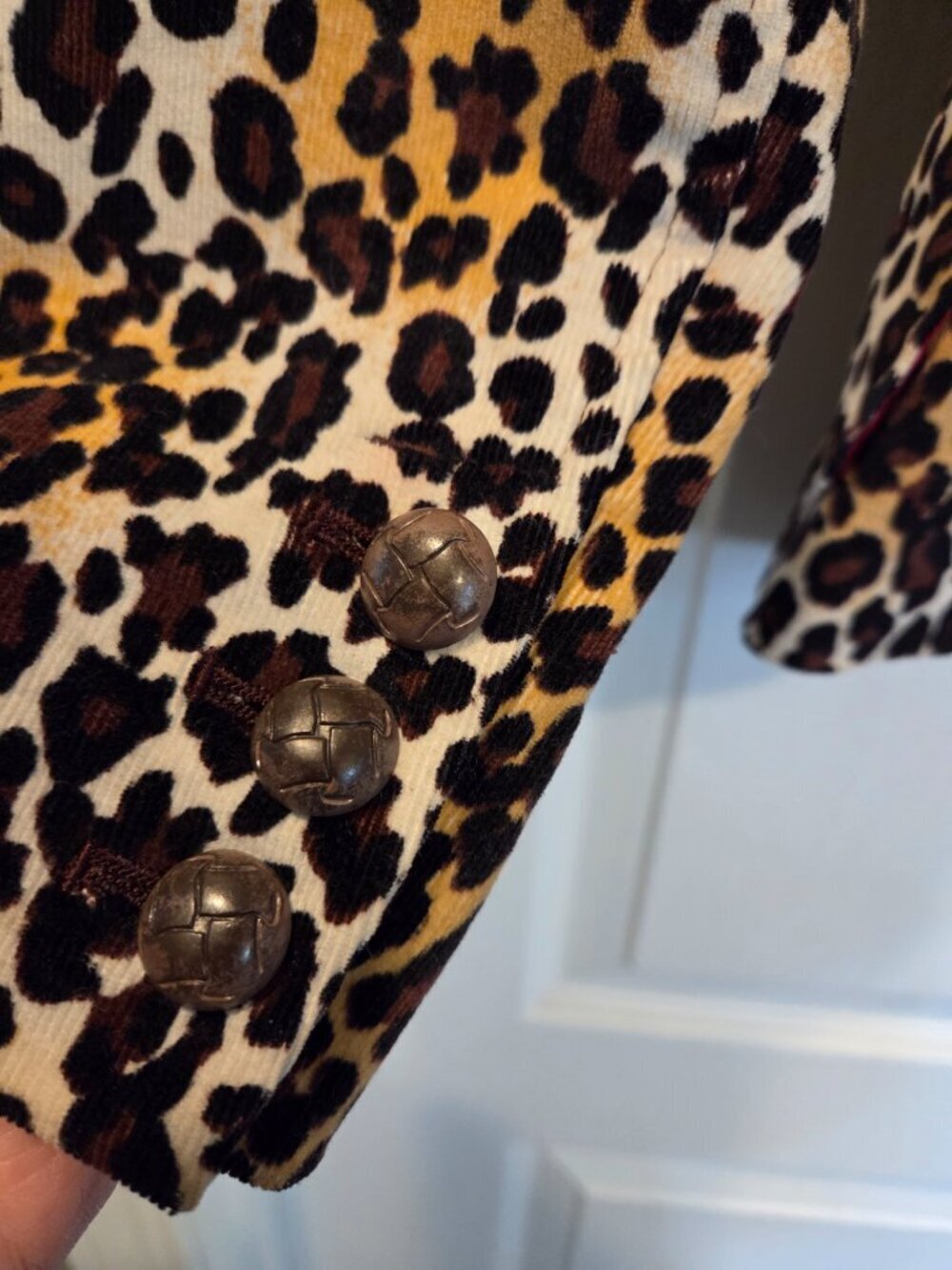 Larry Levine Petite Leopard Print Corduroy Blazer 4P - Picture 6 of 7